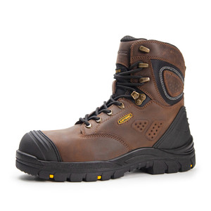 Defender series winter high-top safety shoes for steel toe anti-smash and anti-puncture cowhide work shoes