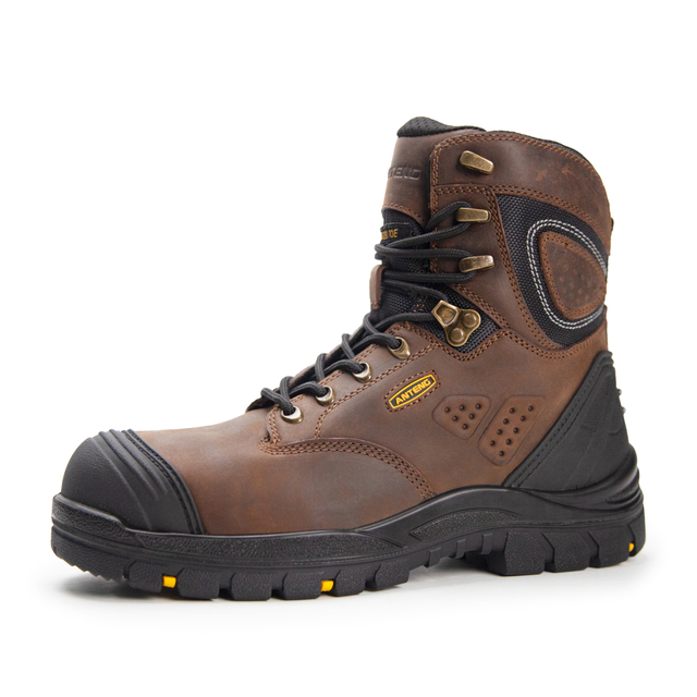 Defender series winter high-top safety shoes for steel toe anti-smash and anti-puncture cowhide work shoes