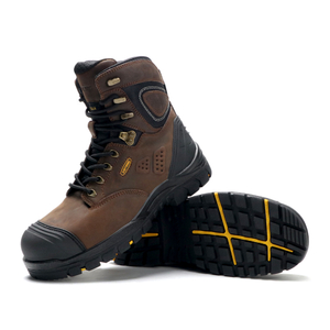 Defender series winter high-top safety shoes for steel toe anti-smash and anti-puncture cowhide work shoes